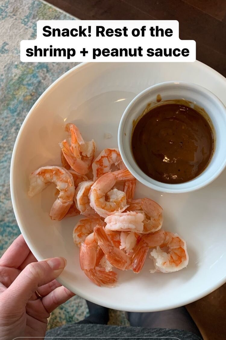 shrimp + peanut sauce snack