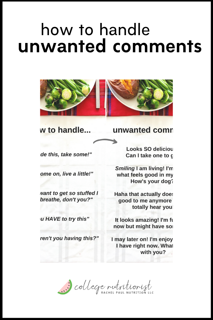 how to handle unwanted comments college nutritionist rachel paul